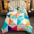 Erosebridal Colorful Geometric Toddler Bedding Set,Cute Rainbow Comforter Set for Kids Room Decor,Abstract Aesthetic Quilt Bed Set Watercolor Checkered Grid Down Comforter 2Pcs by Erosebridal