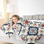 Erosebridal Mexican Tile Full Bedding Set,Colorful Talavera Tile Comforter Set for Kids Adults,Vintage Boho Floral Duvet Insert,Ethnic Mexico Style Bedroom Decor with 2 Pillowcases - Image 3
