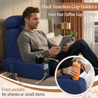 Reading Pillow/Backrest Pillow with Arms, Cup Holder & Phone Pocket - Image 3