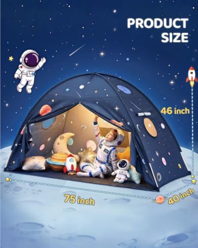 Sumbababy Twin Kids Bed Tent Canopy Galaxy Play Tent Indoor, Blue - Image 3