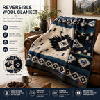 QISU Wool Blanket Throw | Large, Beautiful, Warm, Soft, Handmade in Ecuador by Local Artisans |94″ x 78″| Ultra-Soft, Hypoallergenic & Breathable | Non-Itchy or Scratchy Fabric (Blue Pyramid) - Image 2
