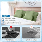 Hahafelt 2 Pcs Cooling Cervical Neck Pillowcase with Envelope Closure (Only Pillowcase) Ergonomic Pillow Case Smooth Soft Cool Case for Side Back Stomach Sleepers (Sage Green,Queen Size) - Image 3