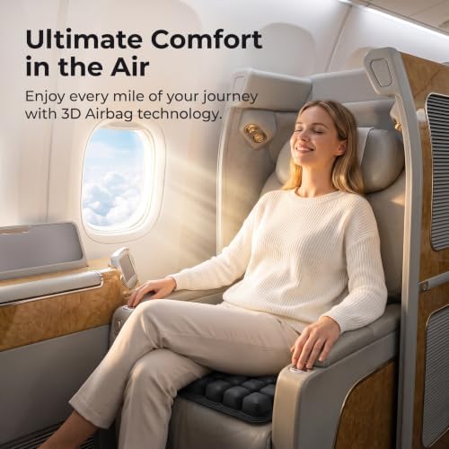 Inflatable Travel Airplane Seat Cushion with Air Pump for Long Flights - Image 2