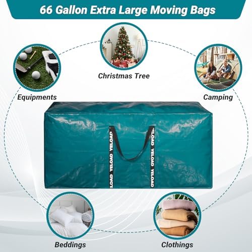 66 Gallon Extra Large Storage Bags 6 Pack – Teal XXL Heavy Duty Waterproof Moving Tote Bags for College Dorm, Travel, Clothes & Bedding Foldable Zippered Duffle with Handles - Image 4