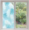 Window Privacy Film Frosted, Cyan Blue Palm Trees Tropical Non-Adhesive Static Cling Window Tint, Summer Beach Botanical Insulated Windows Frosted Films for Living Room, 35.4 x 78.7 Inches by Unknown