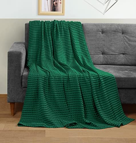 Utopia Bedding 100% Cotton Waffle Blanket Queen Forest Green, 90x90 Inch - Image 4