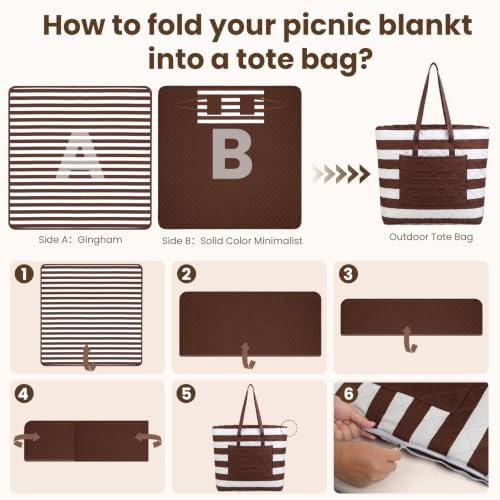 2-in-1 Waterproof Sandproof Beach Blanket&Tote Bag for Picnic Outdoor Park - Image 7