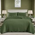 Twin Quilt Set Bedspread Coverlet Microfiber Bedding Leaf Olive Green 68x86 by IRImperialRooms