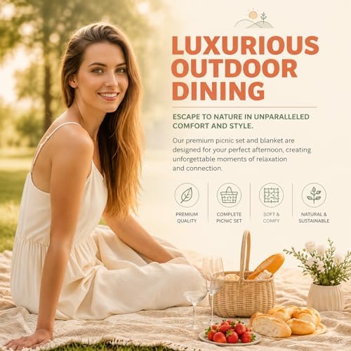 White Picnic Blanket, Oversized 71'' x 71'' Cotton Polyester Boho Beach Blanket, Lightweight Outdoor Mat, Machine Washable for Park, Camping & Photoshoot (White) - Image 5