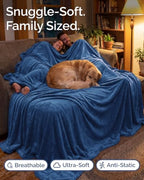 Fleece Blanket Oversized King - Ultra-Soft Flannel Blanket - Royal Blue - Image 4