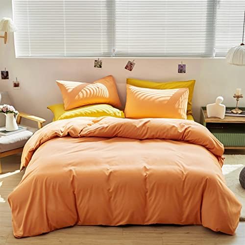 Luxlovery Peach Comforter Set California King Light Orange Bedding Comforter Set Modern Solid Plain Color Soft Breathable Blanket Quilts Peach Pink 3 Piece Bedding Set for Women Men Adults - Image 2