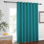 NICETOWN Blackout Sliding Glass Door Curtain - Grommet Thermal Insulated Patio Door Drape Extra Wide Room Darkening Voice Reducing for French Door (Peacock Teal, W100 x L84, 1 Piece) by NICETOWN