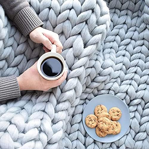 Warm Soft Cozy Chenille Yarn Thick Crochet Knit Blanket for Bed, Sofa, Big Chunky Cable Knit Throw, Weighted Chunky BlanketA120x150cm - Image 4