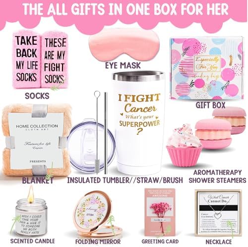 Breast Cancer Survivor Gifts for Women-Chemo Survivor, Ovarian, Breast Cancer Awareness Gift-Cancer Survivor Gift- 20oz Tumbler, Cancer Fighter Sock, Luxury Flannel Blanket(Glossy White) - Image 2
