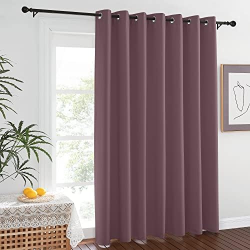 NICETOWN Blackout Dry Rose Sliding Door Curtains 84 inches Long - Grommet Thermal Insulated Patio Door Drape Room Darkening Sound Reducing Window Treatment for Girls Room (W100 x L84, 1 Panel) by NICETOWN