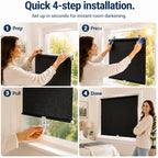 Temporary Blackout Shades, Cordless Roller Shades for Windows 21" 23" 25" 27" 29" 31" 33" 35" Pull Down Room Darkening Window Blinds for Living Room Bathroom, Suction Cups(23" W x 48" H) - Image 4