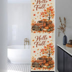 Window Privacy Film Frosted, Thanksgiving Fall Reusable Static Cling Window Tints, Orange Car Pumpkin Maple Leaves Tree Heat Control Windows Films for Offices, Balcony, 29.5 x 118 Inches - Image 3