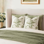 Foindtower Set of 2 Linen Floral Throw Pillow Covers Vintage Accent Print Decorative Cozy Cushion Covers Farmhouse Boho Home Decor for Sofa Chair Couch Bedroom Living Room,22×22 Inch,Light Green - Image 7