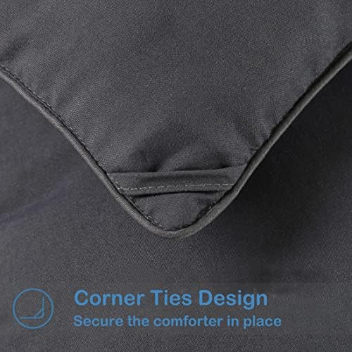 EASELAND Twin Size Down Alternative Comforter, Dark Grey, 64x88 Inches - Image 6