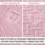 Love's cabin King Size Quilt Set Pink Bedspreads - Soft Bed Summer Lightweight Bedspread Comforter - Modern Style Coin Pattern Coverlet for All Season - 3 Pieces (1 Quilt, 2 Pillow Shams) - Image 3