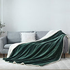 NANPIPER Bed Blanket Reversible Sherpa Flannel Blanket Super Soft Fuzzy Plush Fleece Microfiber (90"x90" Olive Green) Queen - Image 2
