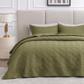 Love's cabin Quilts for Queen Bed Olive Green Bedspreads Bedding Set - Summer Lightweight Bedspread Comforter - Wave Pattern Bedding Coverlet for All Season - 3 Pieces (1 Quilt, 2 Pillow Shams) by Lovescabin