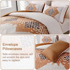 Dintszyayue Boho Full Quilt Set, Terracotta Aztec Reversible Bedspread - Image 4
