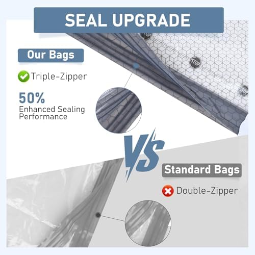20 Pack Cordless Travel Vacuum Bags Set, Thickened, 3-Zipper Seal Upgrade - Image 3
