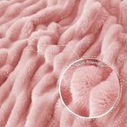 Exclusivo Mezcla Striped Queen Size Fleece Blanket for Bed, Pink - Image 5