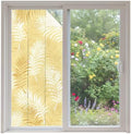 Window Privacy Film Frosted, Yellow Botanical Non-Adhesive Static Cling Window Tint, Summer Palm Leaves Foliage Tropical Insulated Windows Frosted Films for Living Room, 35.4 x 78.7 Inches by Unknown