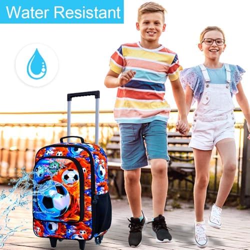 Kids Luggage for Boys 18", Carry on Suitcase with Wheels Soccer Red - Image 6