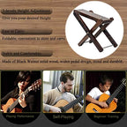 Wood Guitar Foot Stool Black Walnut Solid Wood Footrest 3-Level Adjustable Height Folding Widen Guitar Pedal - Image 3