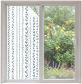 Window Privacy Film Frosted, Modern Minimalist Non-Adhesive Static Cling Window Tint, Light Blue Rustic Leaves Stripes Insulated Windows Frosted Films for Living Room, 35.4 x 78.7 Inches by Unknown