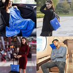BlueHills Travel Blanket Pillows for Two Airplane Traveling Essentials Flight Throws in Bag case with Backpack Clip Compact Large Plane Accessories – Royal Blue and Ivory White - Image 2