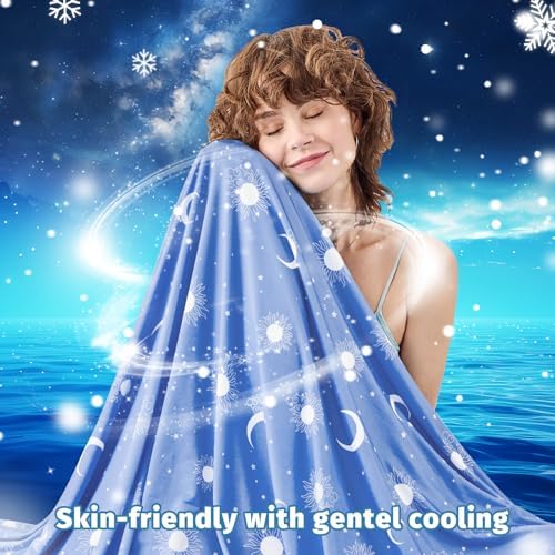 inhand Cooling Blanket - Cooling Blankets for Hot Sleepers -Decorative Lightweight Breathable Summer Cold Blankets for Sleeping Night Sweats to Keep Cool-(90"x108") Midnight Blue - Image 6