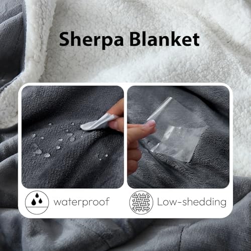 NANPIPER Sherpa Blanket for Couch, Warm and Lightweight Throw, Soft Fuzzy Plush Fleece for Winter, Castlerock Grey 50x60 Inches - Image 4