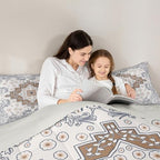 Erosebridal Vintage Floral King Bedding Set - Aztec Flower Boho Comforter Set for Kids Adults | Farmhouse Flowers Quilt | Beige Brown Blue Aesthetic Bedroom Decor with 2 Pillowcases - Image 6