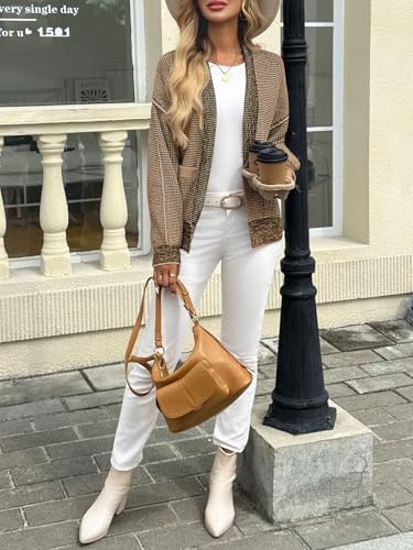 Saodimallsu Womens Open Front Cardigans Waffle Knit Sweaters with Pockets - Image 4