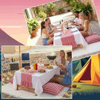 Lumina 14 Pcs Picnic Blanket Set, 91"x71" Woven Cotton Plaid Runner Covers - Image 4