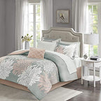 Madison Park Essentials Full Comforter Set Bed in a Bag Blush/Grey 9PC - Image 2