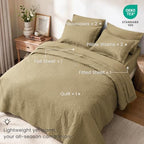 Love's cabin King Size Quilts Bedspreads, 7 Pieces Bed in a Bag, Camel - Image 2