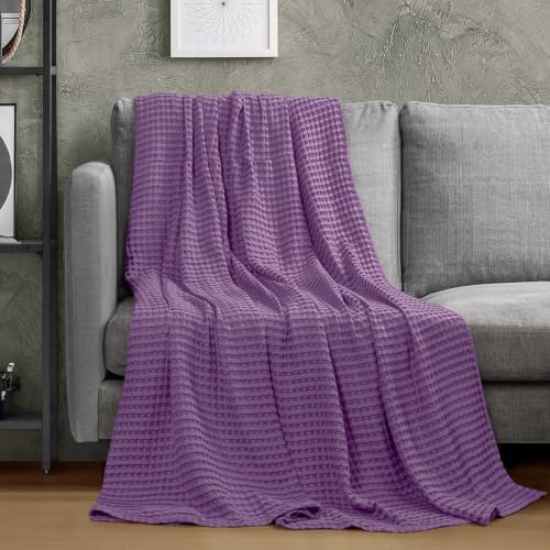 Utopia Bedding 100% Cotton Waffle Blanket Twin Size Plum, 90x72 Inch - Image 5