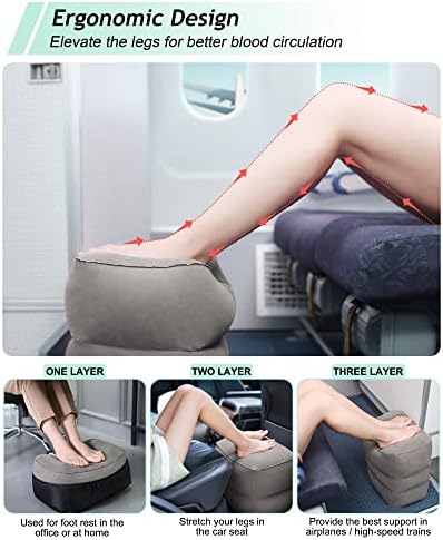 Inflatable Travel Foot Rest Pillow,Kids Airplane Bed,Adjustable Height Flight Pillow,Travel Essentials for Airplane,Office,Home,Trains,Cars - Image 5