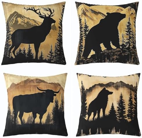 Feelyou Bear Rustic Throw Pillow Covers 20" x 20" by Feelyou