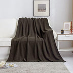 Longhui bedding 100% Cotton Knitted Throw Blanket – Dark Brown, Soft & Cozy, Machine Washable, 51"x63" – Perfect for Living Room, Couch, Sofa, Bed or Travel - Image 5