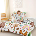 Erosebridal Cute Camping Theme Full Bedding Set for Kids, RV Camper Travel Trailer Bed Comforter Sets for Girls Boys Teen, Forest Themed Bear Quilt Duvet Set, Camping Lovers Gifts Room Decor - Image 4