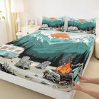 Erosebridal RV Camper Queen Fitted Sheet, Rustic Camping Themed Bedding Set for Kids Girls Boys, Mountain Cabin Forest Bed Sheets(No Top Sheet), Outdoor Travel Trailer Room Decor - Image 5