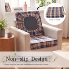 Newwiee 8 Pcs Patio Outdoor Cushion Covers,Plaid,Vintage Brown Navy - Image 4