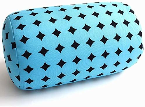 Bookishbunny 2pcs Micro Bead Microbead Roll Pillow Cushion for Bed Back Neck Head Body Support, 13" x 7", Various Designs (Black+BlueDot) - Image 3