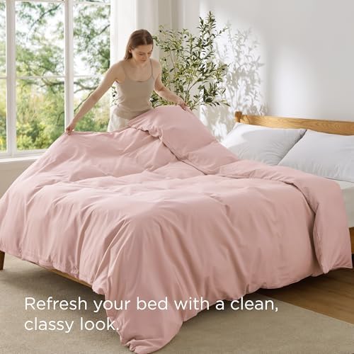 Bedsure Duvet Cover King Size, 1Pc Soft Double Brushed Bedding, Blush Pink - Image 4